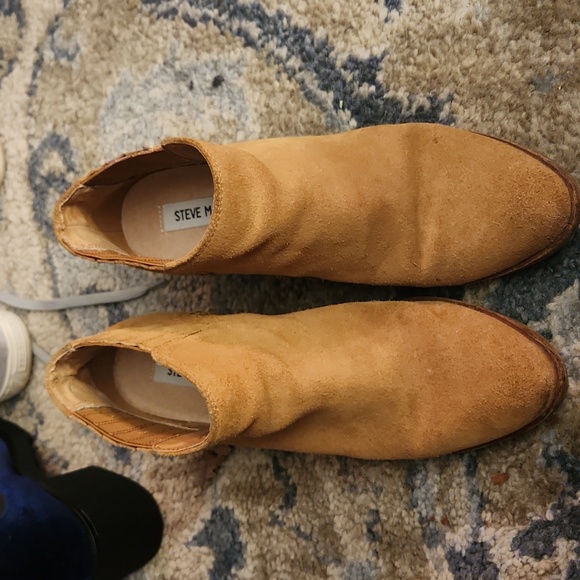 leather Steve Madden Shrines Tan Suede Chucky Block Heeled Boots 8.5 - Picture 2 of 5